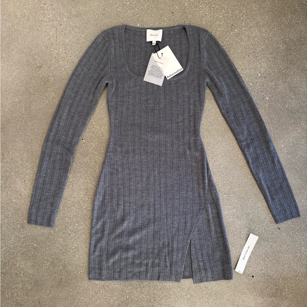 Reformation Gray Merino ‘Nicole’ Sweater Dress Size S NWT